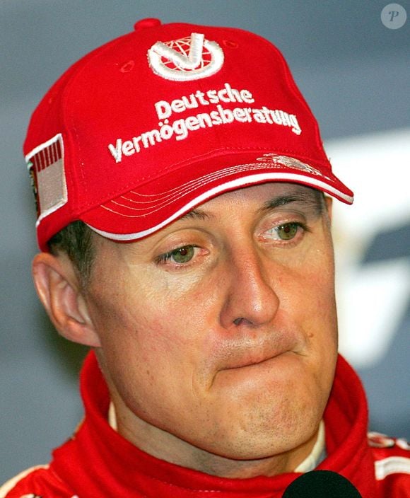 Le pilote allemand de Formule 1 Michael Schumacher de l'équipe Scuderia Ferrari réagit à la conférence de presse après avoir remporté le Grand Prix d'Italie sur le circuit de Monza, Italie, le 10 septembre 2006. Michael Schumacher a annoncé qu'il prendrait sa retraite à la fin de l'année. Photo by Gero Breloer/DPA/CAMELEON/ABACAPRESS.COM