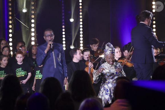 Exclusif - Youssou N’Dour, Angélique Kidjo lors de l'enregistrement de l'émission "Le Grand Echiquier, Spéciale Afrique", présentée par C.Chazal et A.Manoukian et diffusée le 28 août 2025 sur France 2, à Paris, France, le 14 septembre 2024. © Jack Tribeca/Bestimage