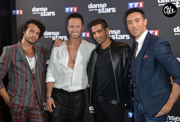 Anthony Colette, Christian Millette, Christophe Licata et Maxime Dereymez au photocall de la saison 10 de l'émission "Danse avec les stars" (DALS) au siège de TF1 à Boulogne-Billancourt, France. © Veeren/Bestimage