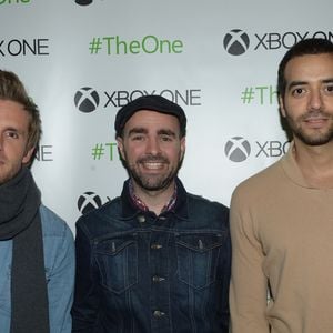 Archive - Philippe Lacheau, Julien Arruti et Tarek Boudali (membres de la Bande à Fifi) lors de la soirée de lancement de la Xbox One à la Cité de la mode et du design à Paris, le 21 novembre 2013. © RACHID BELLAK / BESTIMAGE