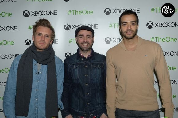 Archive - Philippe Lacheau, Julien Arruti et Tarek Boudali (membres de la Bande à Fifi) lors de la soirée de lancement de la Xbox One à la Cité de la mode et du design à Paris, le 21 novembre 2013. © RACHID BELLAK / BESTIMAGE