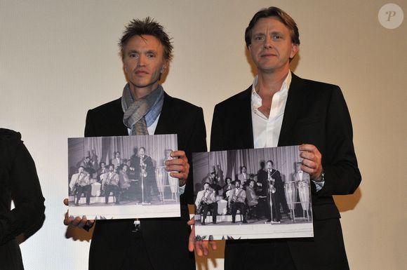 Marc Francois et Claude Francois Junior à Monaco le 10 mars 2012, pour l'avant-première du film "Cloclo". JUNIOR / BESTIMAGE