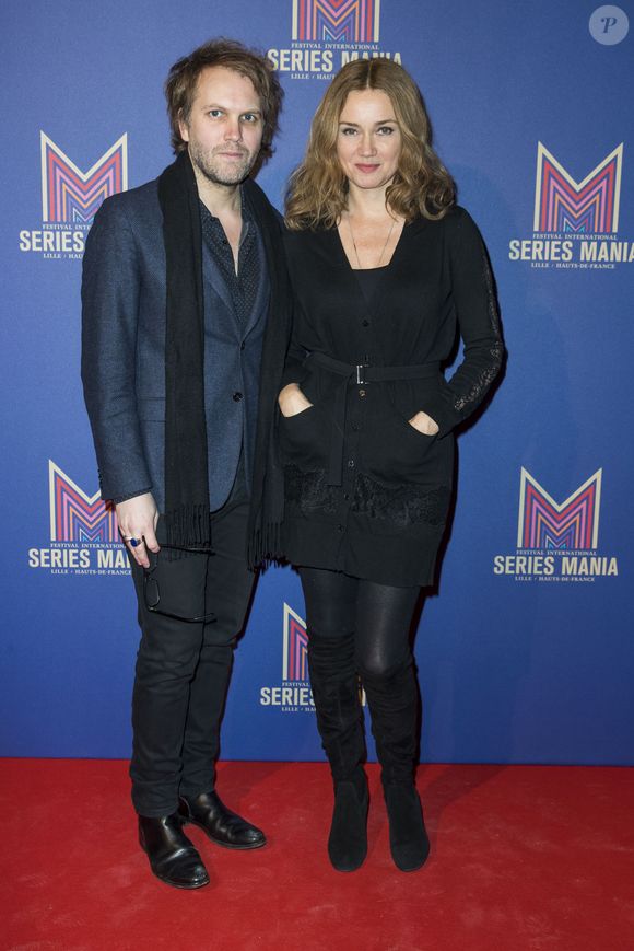 Exclusif - Florian Zeller et sa femme Marine Delterme - Photocall du dîner de gala Séries Mania à l'hôtel Salomon de Rothschild à Paris, France, le 30 janvier 2019. © Olivier Borde/Bestimage