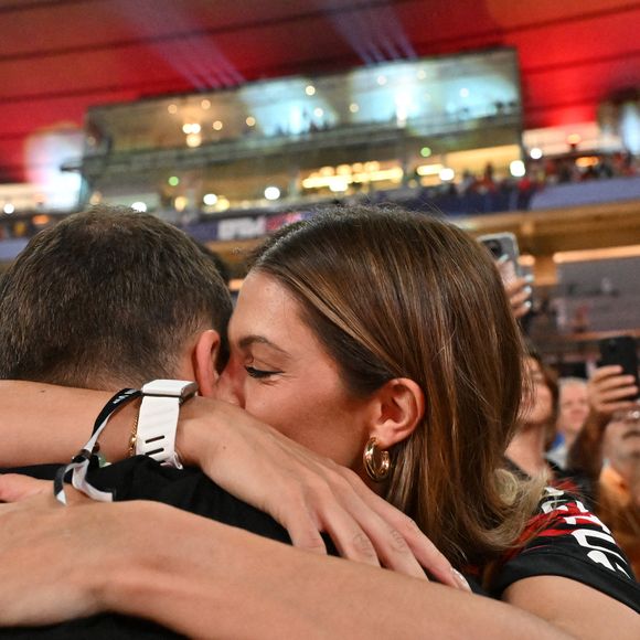 Iris Mittenaere et Antoine Dupont - Victoire des Toulousains en finale du Top 14, face à Montpellier (28 - 20) au stade de France, le 27 juin 2026. 
© Christian Liewig / Bestimage