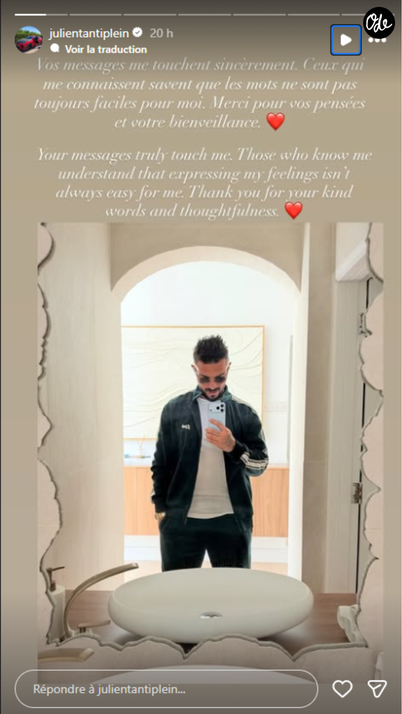 Capture d'écran de la story Instagram de @julientantiplein jeudi 29 octobre