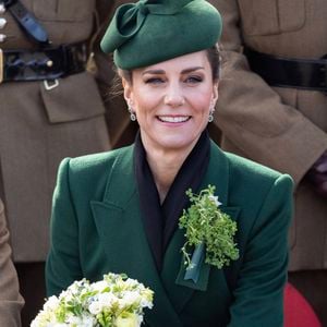 La princesse Catherine (Catherine "Kate" Middleton, princesse de Galles), visite du 1er bataillon des Irish Guards à l'occasion du défilé de la Saint-Patrick à la caserne de Mons à Aldershot, Grande-Bretagne, 17 mars 2026.
© Dana Press / Bestimage