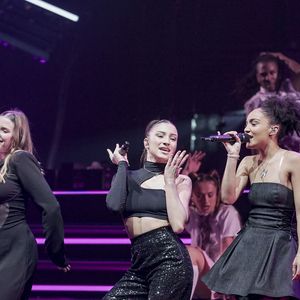 Héléna Bailly, Lénie Vacher et Candice Vernet lors du concert de la Star Academy à Lyon, le 15/03/24. Photo Sandrine Thesillat / Panoramic