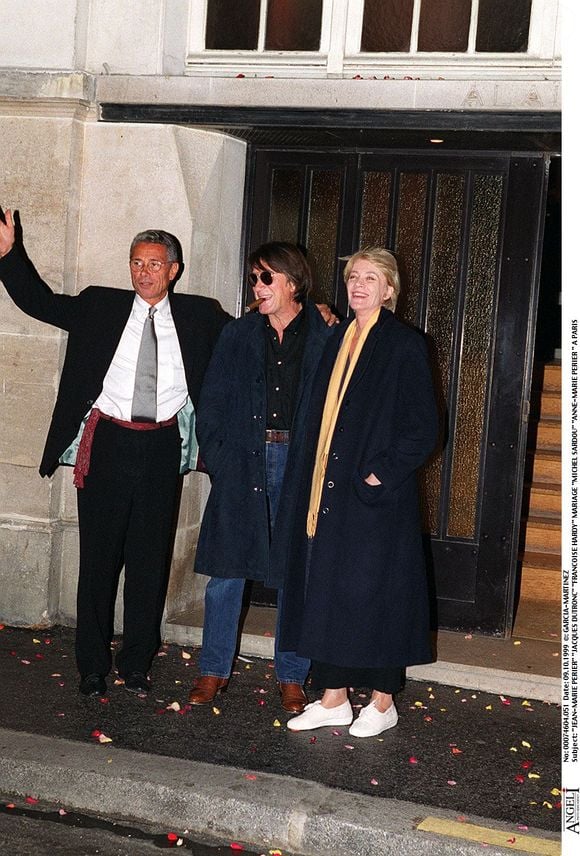 Jacques Dutronc, Jean-Marie Périer et Françoise Hardy, le 9 octobre 1999. AGENCE / BESTIMAGE
