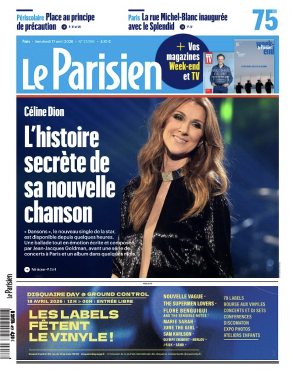 Couverture du "Parisien", en kiosque ce vendredi 17 avril 2026.