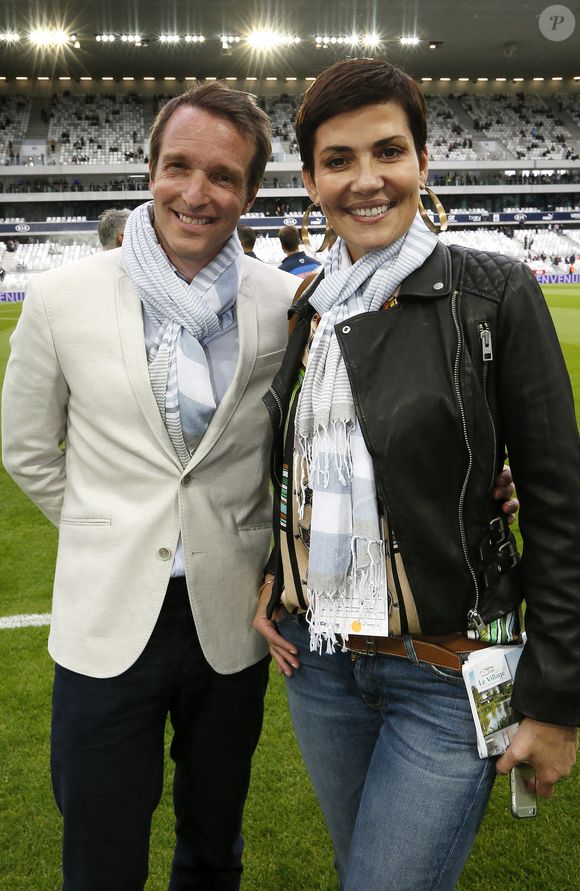 Stephane Rotenberg et Cristina Cordula lors du match de football de la Première Ligue française, Girondins de Bordeaux (FCGB) Vs Montpellier HSC au Nouveau Stade à Bordeaux, sud-ouest de la France le 23 mai 2015. Bordeaux s'est imposé 2-1. Photo par Patrick Bernard/ABACAPRESS.COM