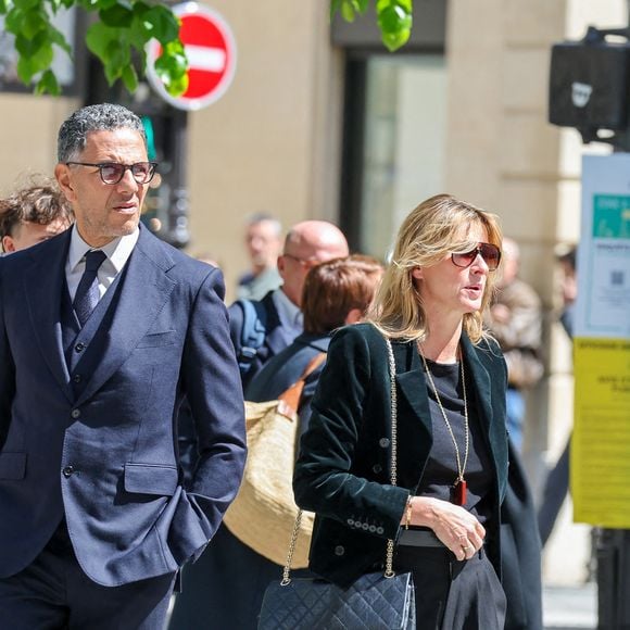 Yasmine Lavoine, Roschdy Zem, sa compagne Sarah Poniatowski (Lavoine), Roman Lavoine -  Arrivées aux obsèques du prince Jean-Stanislas Poniatowski en l'Eglise polonaise à Paris, France, le 29 avril 2024. © Jacovides-Moreau/Bestimage