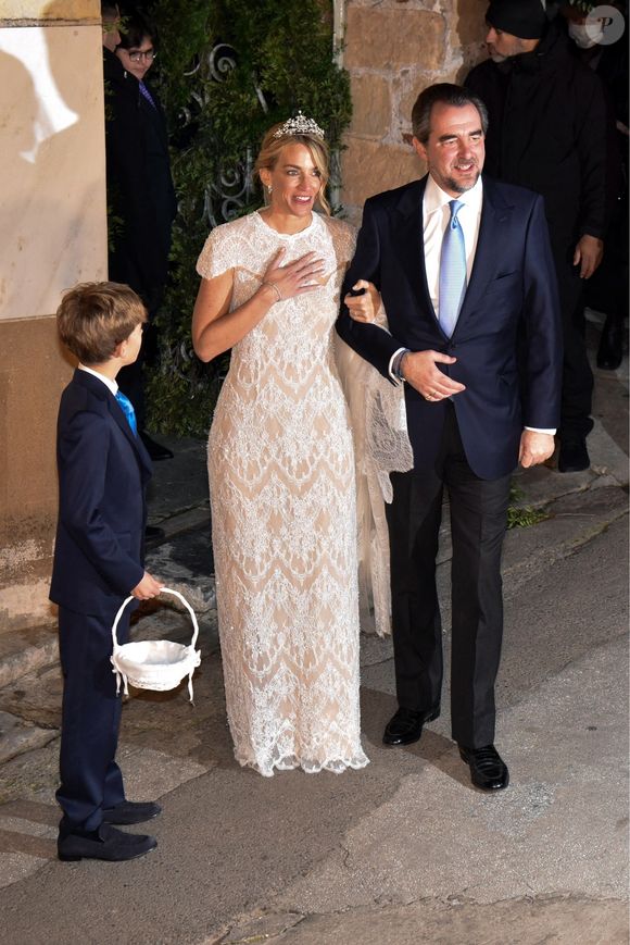 Mariage du prince Nikolaos de Grèce et Chrysi Vardinogiannis durant leur mariage à l'église Saint Nicholas Ravagas à Athènes le 7 février 2025. Backgrid UK/ Bestimage