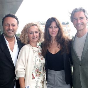 Arthur, Caroline Roux, Mareva Galanter et Laurent Solly au déjeuner de la finale Messieurs de France Télévision (jour 15) sur la terrasse de France Télévision lors des Internationaux de France de Tennis de Roland Garros 2022 à Paris, France, le 5 Juin 2022. © Bertrand Rindoff/Bestimage