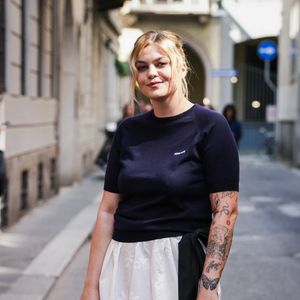 Louane - Les célébrités arrivent au 2ème Club littéraire Miu Miu pendant la Milan Design Week, le 10 avril 2025 à Milan. 
© Lucia Sabatelli / Bestimage