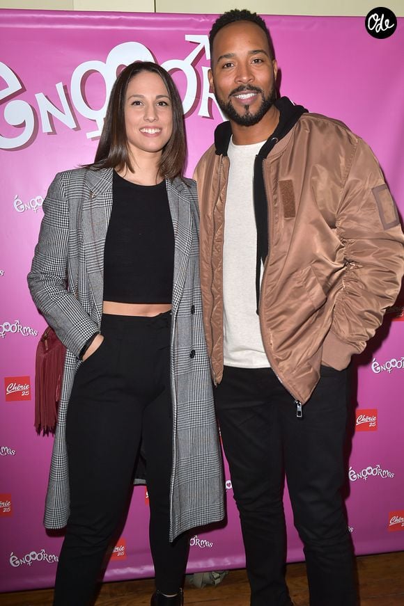 Charlotte Namura et son mari Jean-Luc Guizonne - Générale de la pièce "Enooormes" au théâtre Trévise à Paris le 11 janvier 2018. © Giancarlo Gorassini/Bestimage