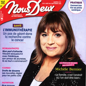 Michèle Bernier en couverture du magazine "Nous Deux", numéro du 31 août 2026.