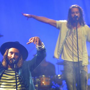 Fréro Delavega (Jérémy Frérot et Florian Delavega) lors de leur dernier concert parisien de la tournée avant séparation à l'AccorHotels Arena à Paris, France, le 7 avril 2017. © Veeren/Bestiamge