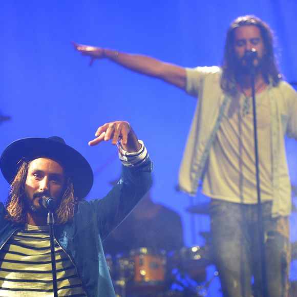 Fréro Delavega (Jérémy Frérot et Florian Delavega) lors de leur dernier concert parisien de la tournée avant séparation à l'AccorHotels Arena à Paris, France, le 7 avril 2017. © Veeren/Bestiamge