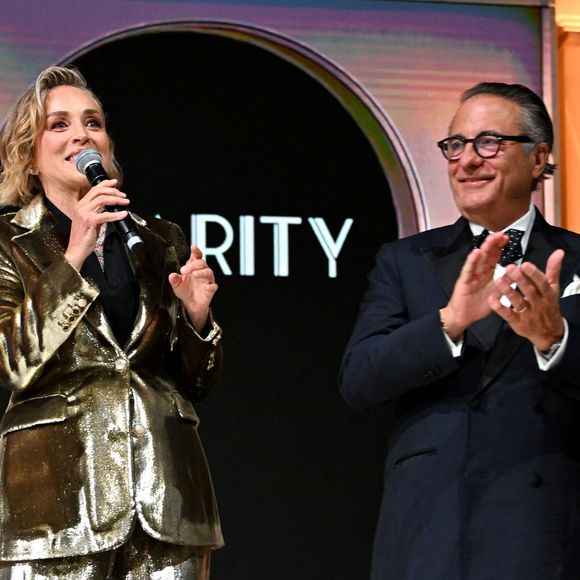 Exclusif - Sharon Stone et Andy Garcia - Dîner de charité "Knights of Charity" au Château de la Croix des Gardes à Cannes le 20 mai 2026.  © Bruno Bebert / Bestimage