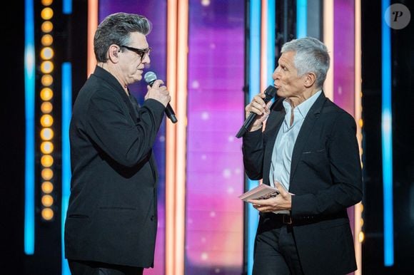 Marc Lavoine et Nagui lors du Téléthon 2024, à Saint Denis, près de Paris, France, le 29 novembre 2024. Photo par Alexis Jumeau/ABACAPRESS.COM