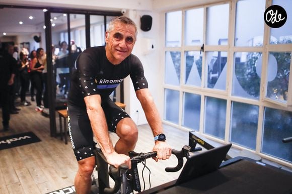 Laurent Jalabert lors de la soirée Kinomap, une application interactive d'entraînement au cyclisme en salle, à Paris le 23 janvier 2024.

© Michael Baucher / Panoramic / Bestimage