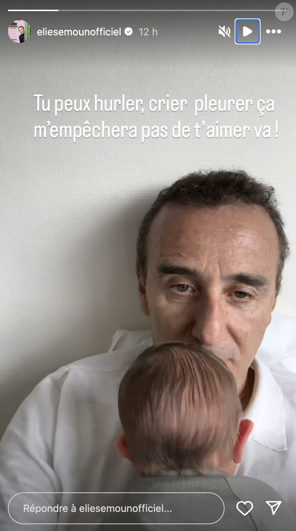 Fatigué mais attendri, il a confié : "Ça m’empêchera pas de t’aimer". 

Elie Semoun a partagé une vidéo en story Instagram avec son nouveau-né, le mercredi 3 septembre 2025 sur Instagram @eliesemounofficiel