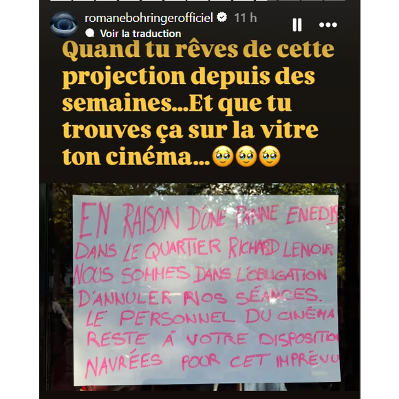 Story de Romane Bohringer le 8 juillet 2025.