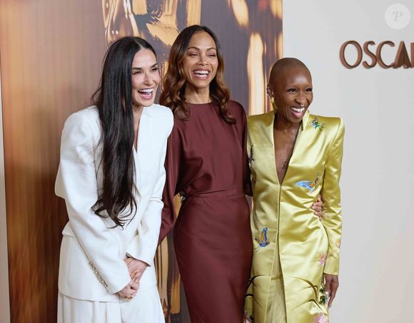 Demi Moore, Zoe Saldana et Cynthia Erivo au diner des nominés des Oscars 2025 à Los Angeles.  

Photo : Photo Press Service / BESTIMAGE
