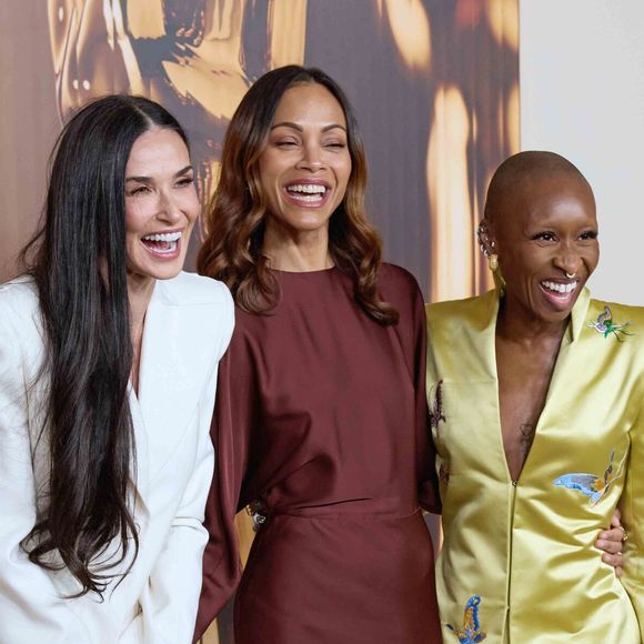 Demi Moore, Zoe Saldana et Cynthia Erivo au diner des nominés des Oscars 2025 à Los Angeles.  

Photo : Photo Press Service / BESTIMAGE