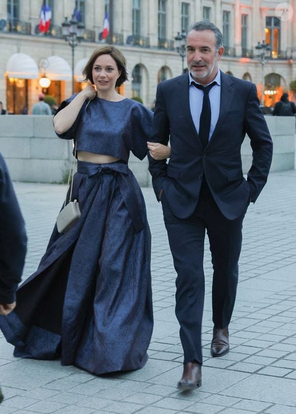 Exclusif - Jean Dujardin et sa femme Nathalie Péchalat arrivent à la cérémonie " 2023 Laureus World Sports Awards" à Paris le 8 mai 2023.