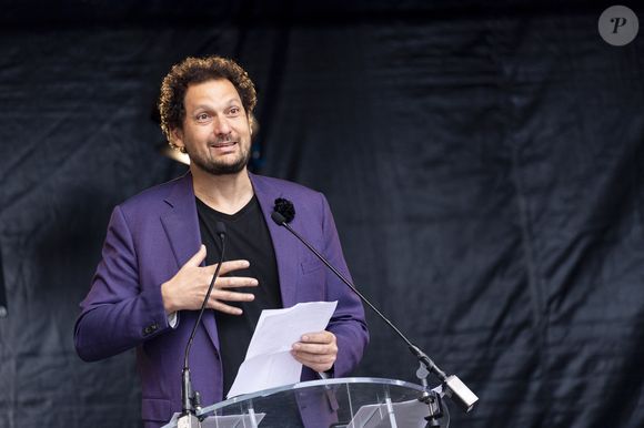Exclusif - Eric Antoine lors de l’hommage à l'humoriste Guillaume Bats, mort à 36 ans, à Montmirail, Marne, France, le 17 juin 2023. © Pierre Perusseau/Bestimage