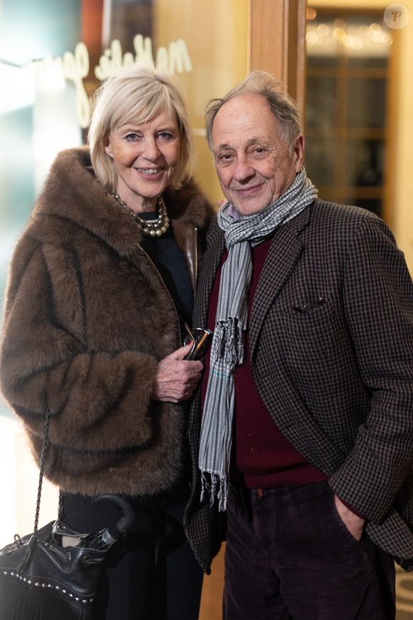 Chantal Ladesou et son mari Michel Ansault lors d'une dégustation au 15 Galerie Vivienne à Paris avec le soutien du vignoble Adef Résidences Château Sauman le 1er décembre 2025. © Tiphaine Praud-Lebely / Bestimage
