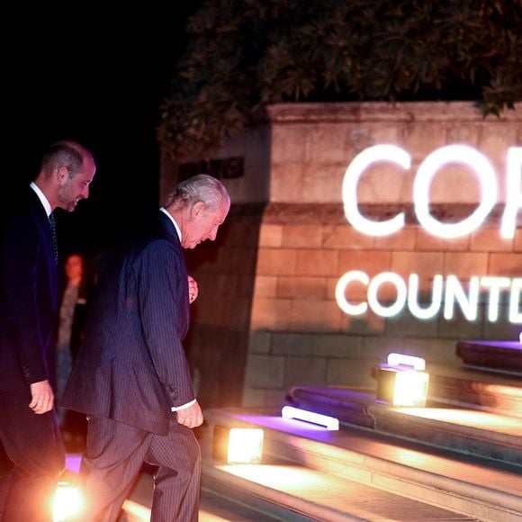Le roi Charles III et le prince de Galles arrivent à l'événement Countdown to Cop30, organisé conjointement par le Natural History Museum et le gouvernement britannique au London Museum. Cet événement rassemble les acteurs de la lutte contre le changement climatique et la perte de la nature, en amont du sommet de la Cop30 qui se tiendra à Belém, au Brésil, en novembre. Jeudi 9 octobre 2025. Photo par Henry Nicholls/PA Wire/ABACAPRESS.COM