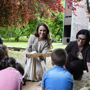 Catherine (Kate) Middleton, princesse de Galles, visite l'école maternelle Salvador Allende à Reggio Emilia (Italie), lors de son voyage consacré à la petite enfance, le 14 mai 2026.
© GOFF / Bestimage