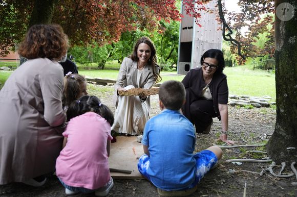 Catherine (Kate) Middleton, princesse de Galles, visite l'école maternelle Salvador Allende à Reggio Emilia (Italie), lors de son voyage consacré à la petite enfance, le 14 mai 2026.
© GOFF / Bestimage