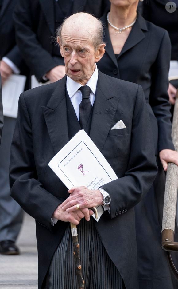 Le prince Edward, duc de Kent, lors des funérailles de la duchesse de Kent. © GOFF  / BESTIMAGE