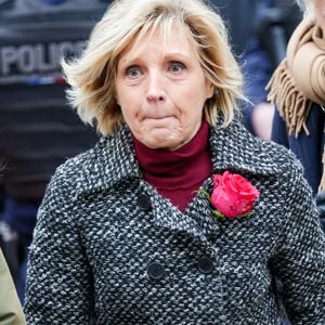 Evelyne Dhéliat - Sortie des obsèques de Catherine Laborde en l'église Saint-Roch à Paris, le 6 février 2025. Décédée le 28 janvier 2025 à l'âge de 73 ans, l'ancienne présentatrice météo de TF1 (1988 - 2017) était atteinte de la maladie neurodégénérative à corps de Lewy.
© Jacovides - Moreau / Bestimage