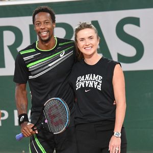 Exclusif - Gaël Monfils et sa femme Elina Svitolina - Benoît Paire, Gaël Monfils, Domingo (Pierre Alexis Bizot) et Zerator (Adrien Nougaret) deux streamers se rencontrent lors d'un match de tennis à Roland Garros, Paris le 18 septembre 2021. © Veeren/Bestimage