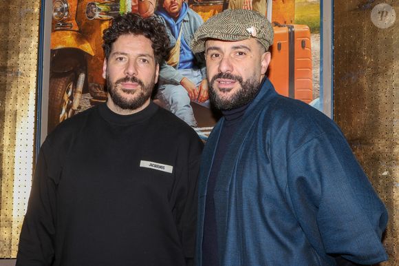 Exclusif - Le comédien-humoriste Redouane Bougheraba et son frère Ali Bougheraba, réalisateurs du film "Délocalisés" en avant-première au Mérignac Ciné en Gironde-France, le 28 février 2025. ©Jean Marc Lhomer/Bestimage.