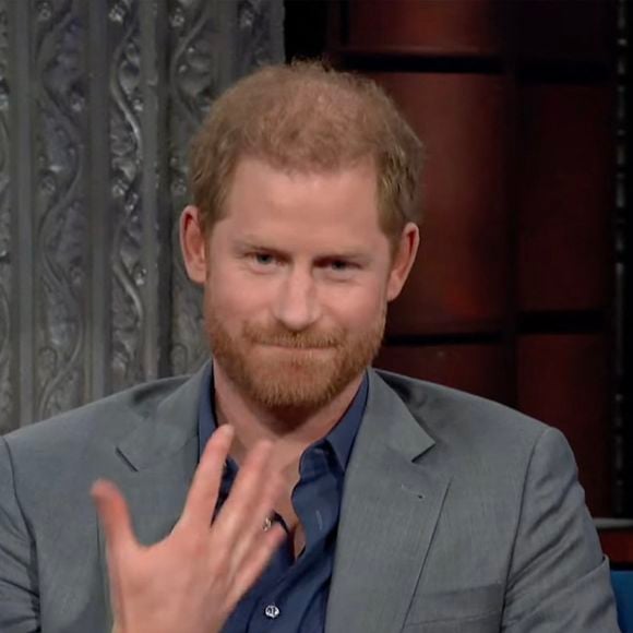 Le prince Harry donne une interview sur le plateau de Stephen Colbert à propos de la vie après la mort. Photo par JLPPA / Bestimage