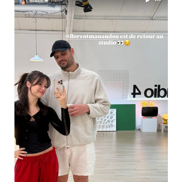 "Florent Manaudou est de retour au studio", comment-t-elle une photo d'eux prise depuis la salle de répétitions. 

Florent Manaudou rend visite à Elsa Bois pendant les entraînements de Danse avec les stars.