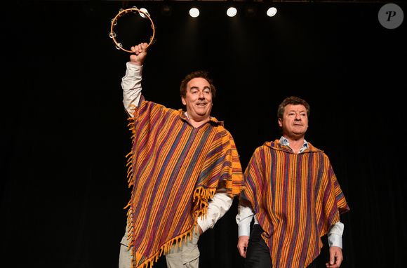 Éric Carrière et Francis Ginibre lors du filage du nouveau spectacle des Chevaliers du Fiel "Les Municipaux : La Revanche" dans leur théâtre à Avignon le 9 mars 2023
Patrick Carpentier / Bestimage