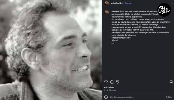 Une cérémonie en son hommage est prévue le 2 septembre à Paris.

Le décès de Michel Albertini a été annoncé sur son compte Instagram le 29 août 2026. Capture Instagram - Michel Albertini