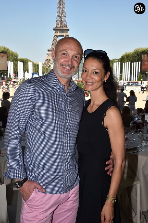Exclusif - Frank Leboeuf et sa femme Chrislaure Nollet - People lors du Longines Paris Eiffel Jumping au Champ de Mars à Paris, le 6 juillet 2018. © Veeren/Borde/Bestimage