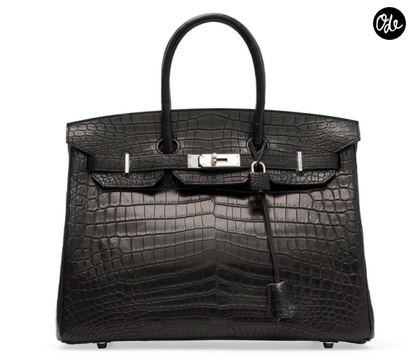 Il s'agit du Birkin de Hermès

Sac Birkin en crocodile de la maison Hermès