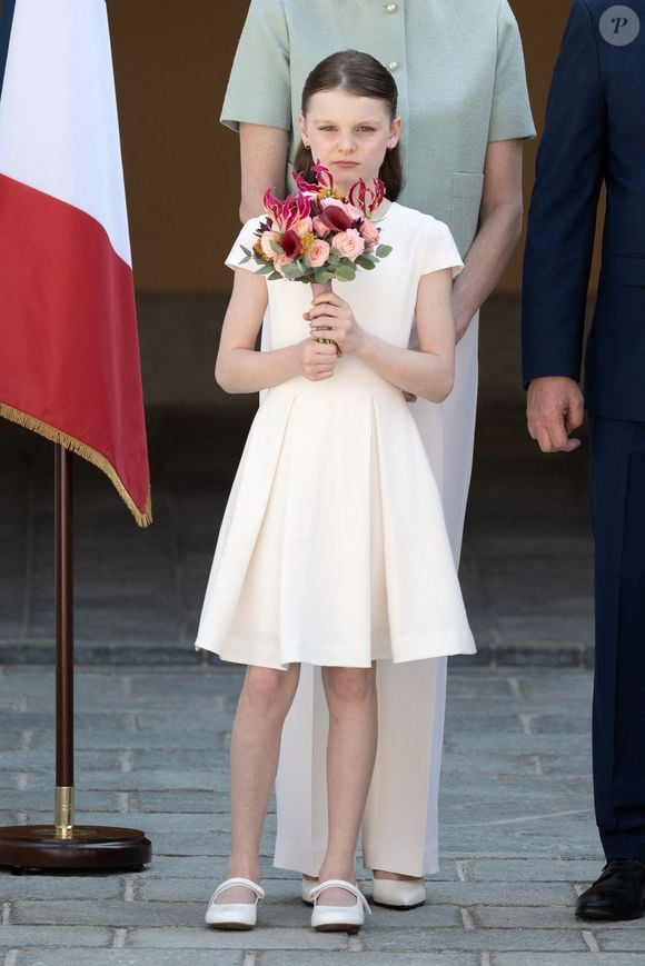 La princesse Gabriella de Monaco attend l'arrivée du président français pour une visite d'État de deux jours au Palais Princier de Monaco, le 7 juin 2025, Monaco. Photo by David NIVIERE/ABACAPRESS.COM