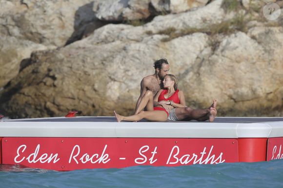 Exclusif - James Middleton et sa nouvelle compagne Alizee Thevenet profitent de la plage de l'hôtel Eden Rock à Saint-Barthélemy, Antilles française, France, le 2 janvier 2019. © Agence / Bestimage