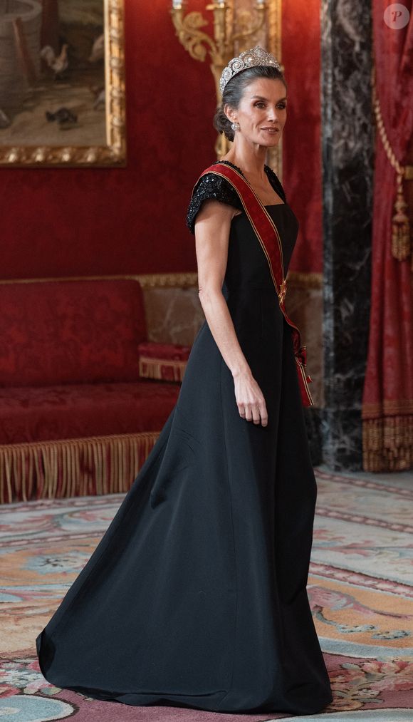 Le roi Felipe VI et la reine Letizia d'Espagne, accueillent Frank-Walter Steinmeier (Président fédéral de l'Allemagne) et sa femme Elke Budenbender pour un dîner de gala en leur honneur au palais royal à Madrid. Photo par LALO YASKY / BESTIMAGE