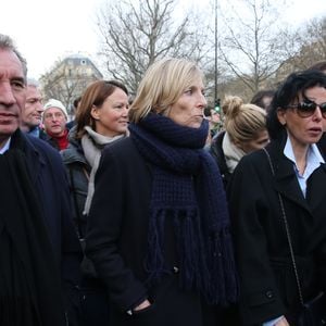 François Bayrou, Marielle de Sarnez, Rachida Dati - Marche républicaine pour Charlie Hebdo à Paris, suite aux attentats terroristes survenus à Paris les 7, 8 et 9 janvier. Paris, le 11 janvier 2015