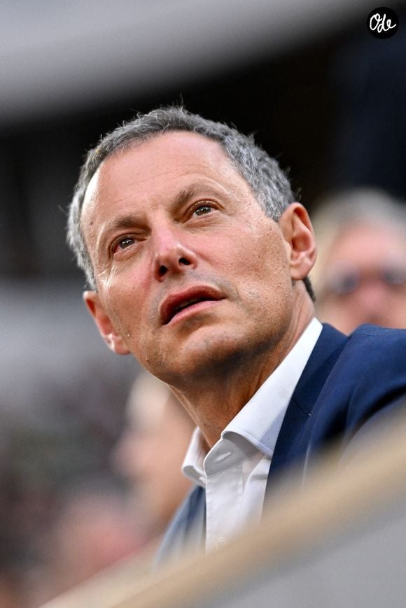 Marc-Olivier Fogiel aperçu dans les tribunes lors du tournoi de Roland-Garros, le 3 juin 2025 à Paris, en France. Photo : ABACAPRESS.COM